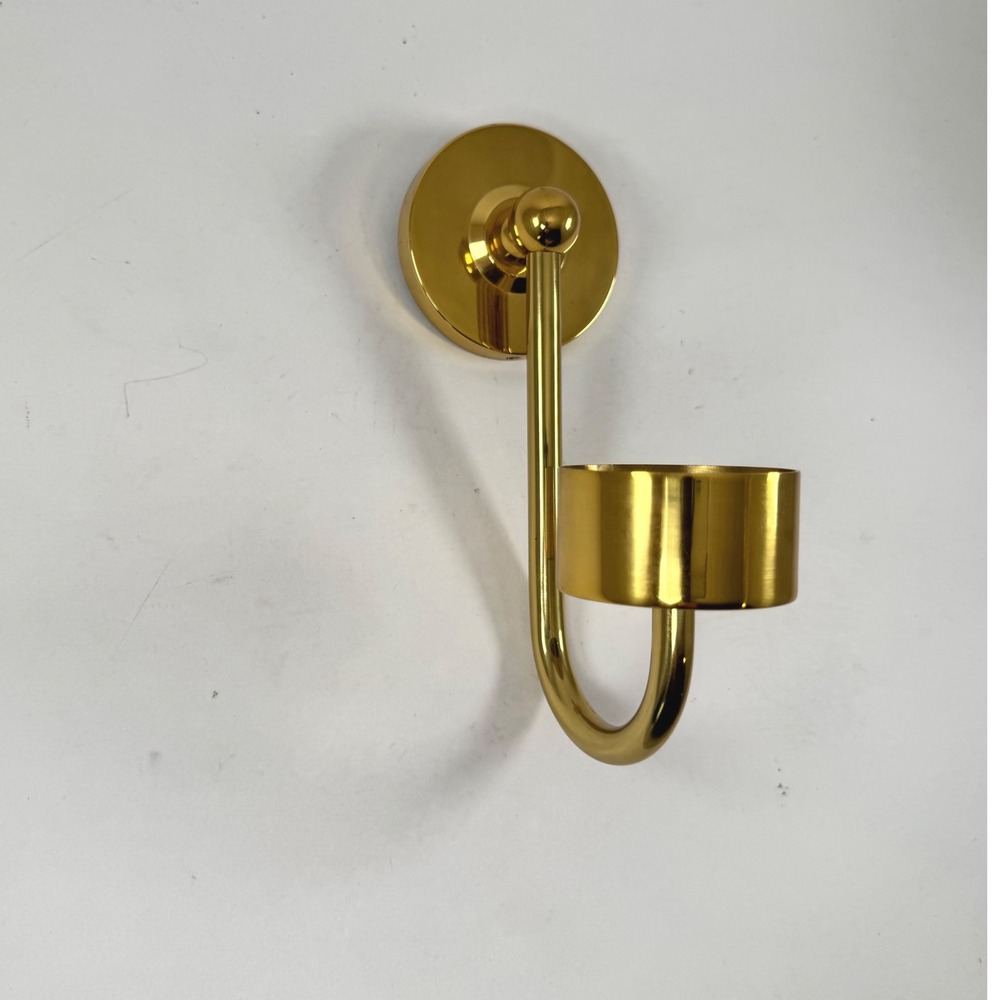 Vintage Solid Brass‎ Wall Candle Holder Sconce Hollywood Regency 1980s